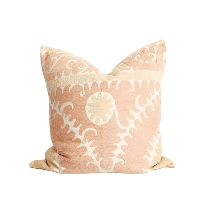 Azra 22" Embroidered Throw Pillow Peach Boho Pillow Cover, Suzani Pillow | Dusk & Bloom