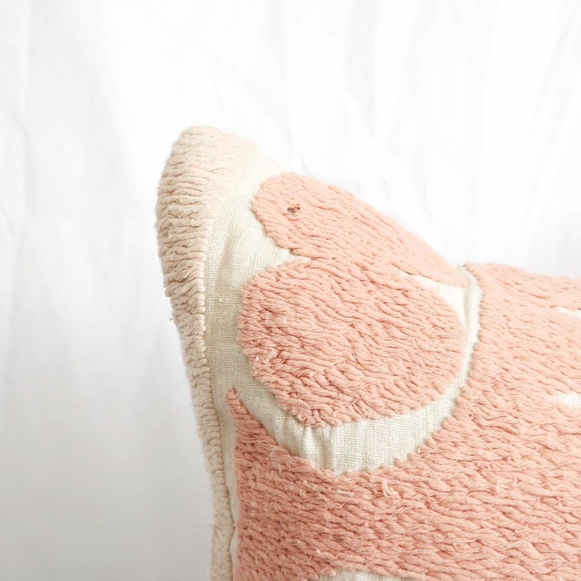 Azra Pastel Pink & Beige Boho Throw Pillow Cover with Uzbek Embroidered Suzani Pattern, Handmade | Lumbar, 20", 24", 26" (Quick Ship)