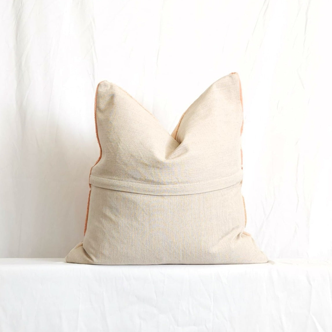 Azra Pastel Pink & Beige Boho Throw Pillow Cover with Uzbek Embroidered Suzani Pattern, Handmade | Lumbar, 20", 24", 26" (Quick Ship)