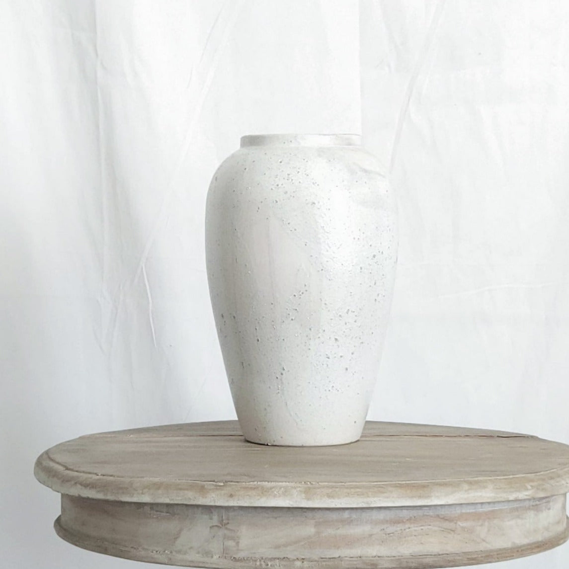 Santorini White Textured Stoneware 11" Vase | Dusk & Bloom