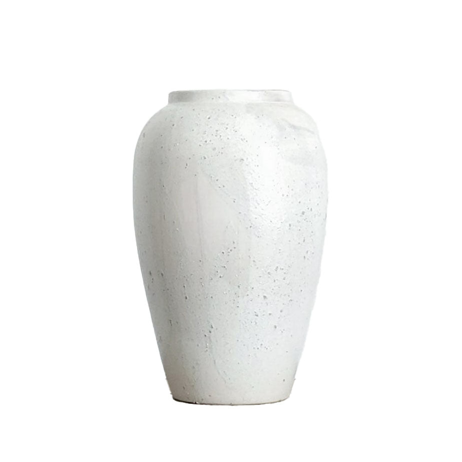 Santorini White Textured Stoneware 11" Vase | Dusk & Bloom