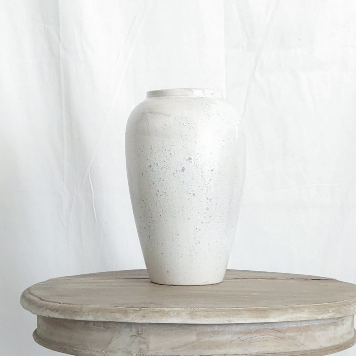 Santorini White Textured Stoneware 11" Vase | Dusk & Bloom