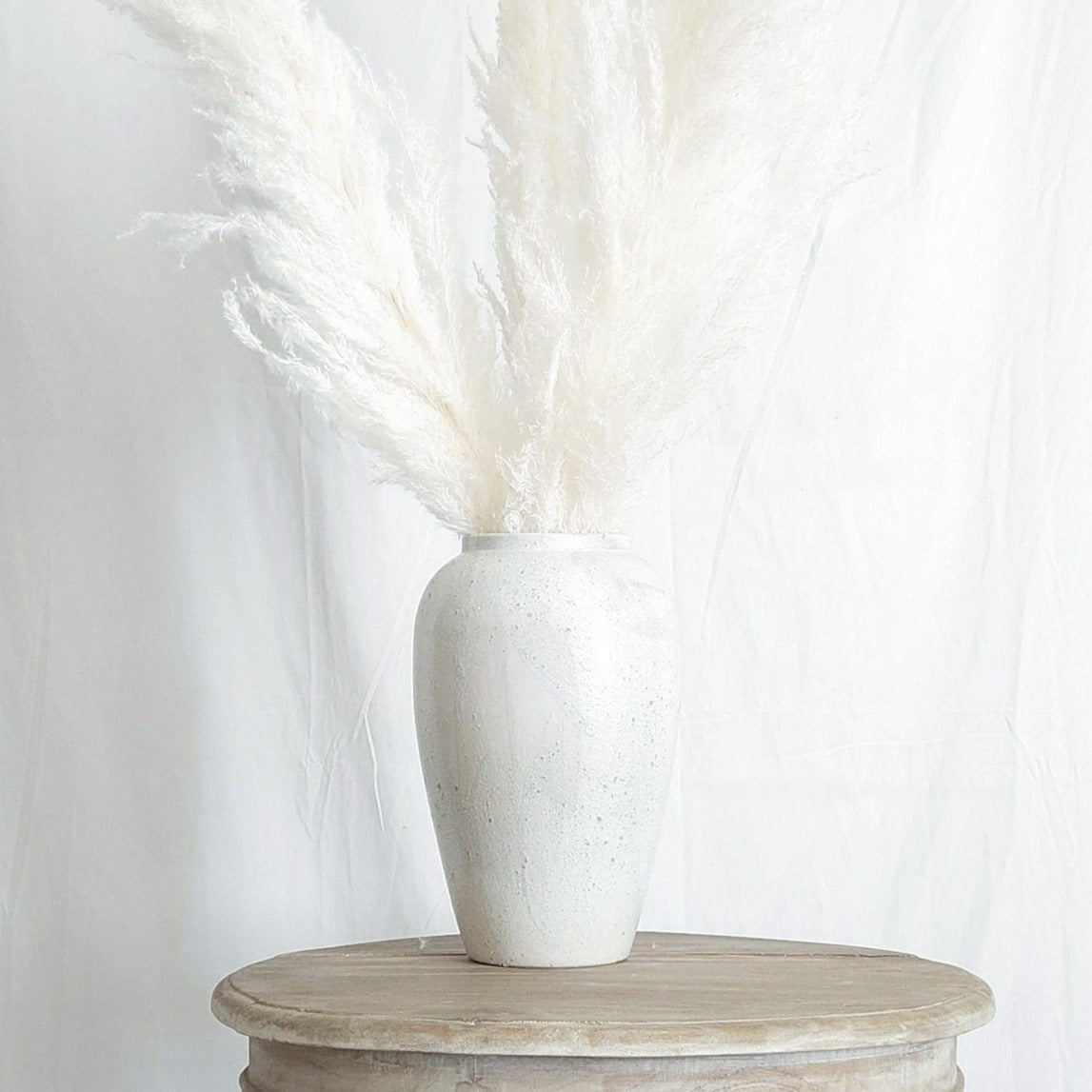 Santorini White Textured Stoneware 11" Vase | Dusk & Bloom