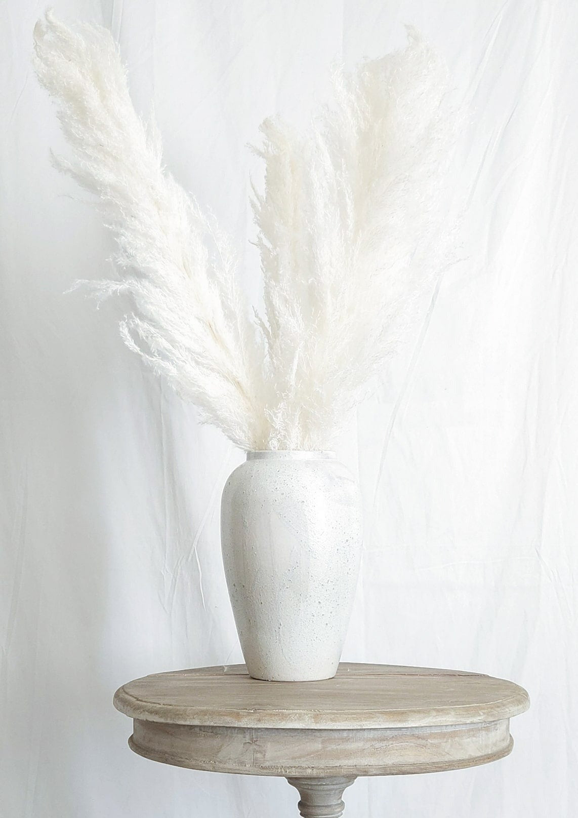 Dried Large White Boho Pampas Grass with Extension Rods - Set of 3 | Dusk & Bloom