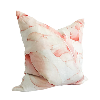 Lani Pink Tropical Palm Leaf 20" Linen Throw Pillow Cover | A Dusk & Bloom Exclusive (Quick Ship)
