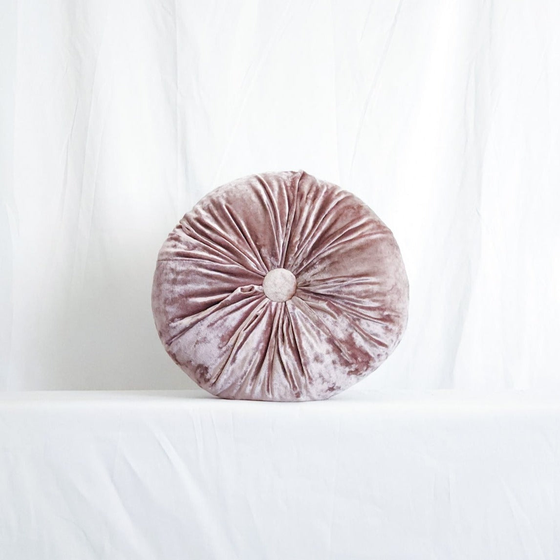 Primrose Lilac Purple 15" Round Button-Tufted Velvet Pillow (Special Order)