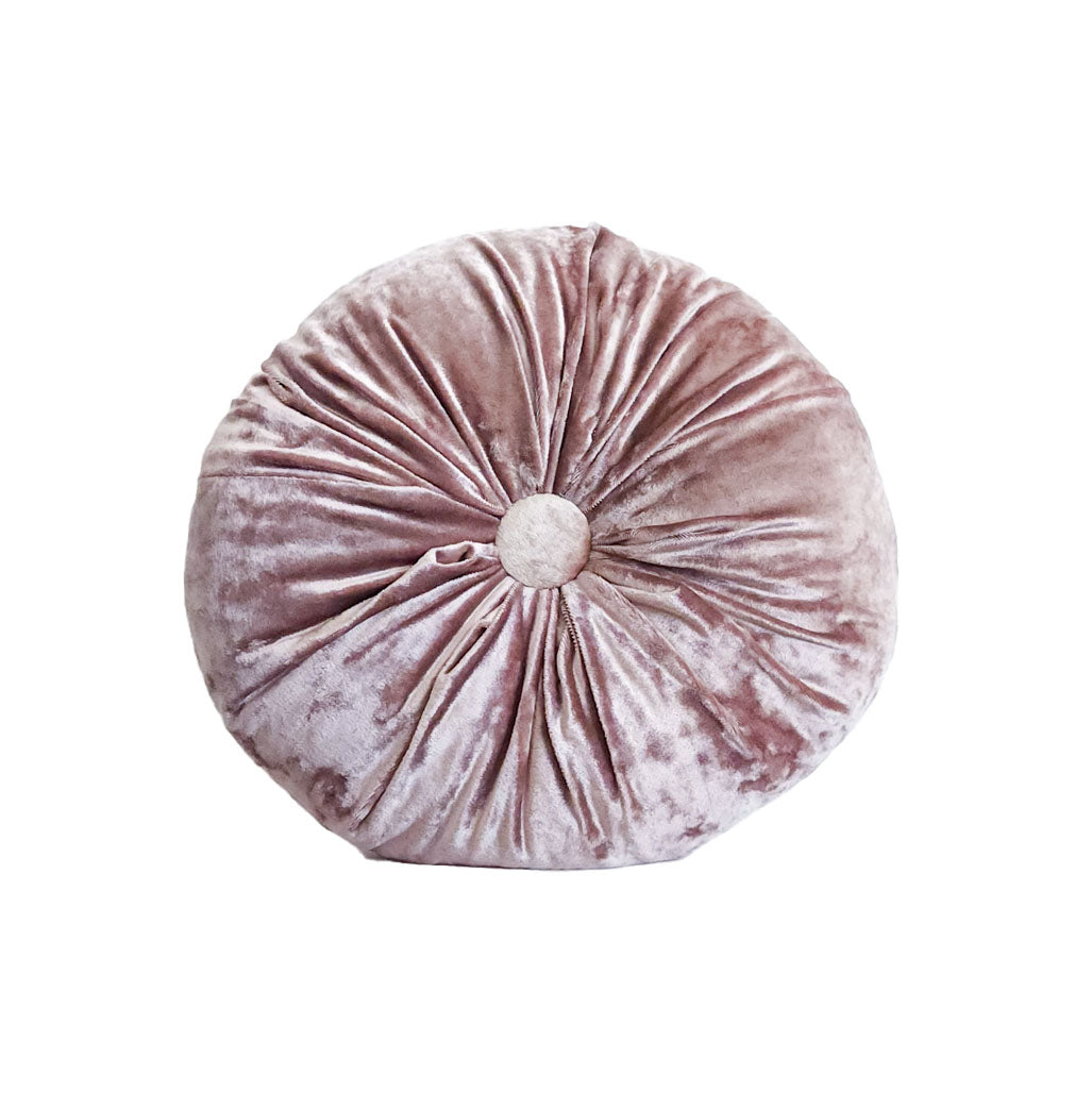 Primrose Lilac Purple 15" Round Button-Tufted Velvet Pillow (Special Order)