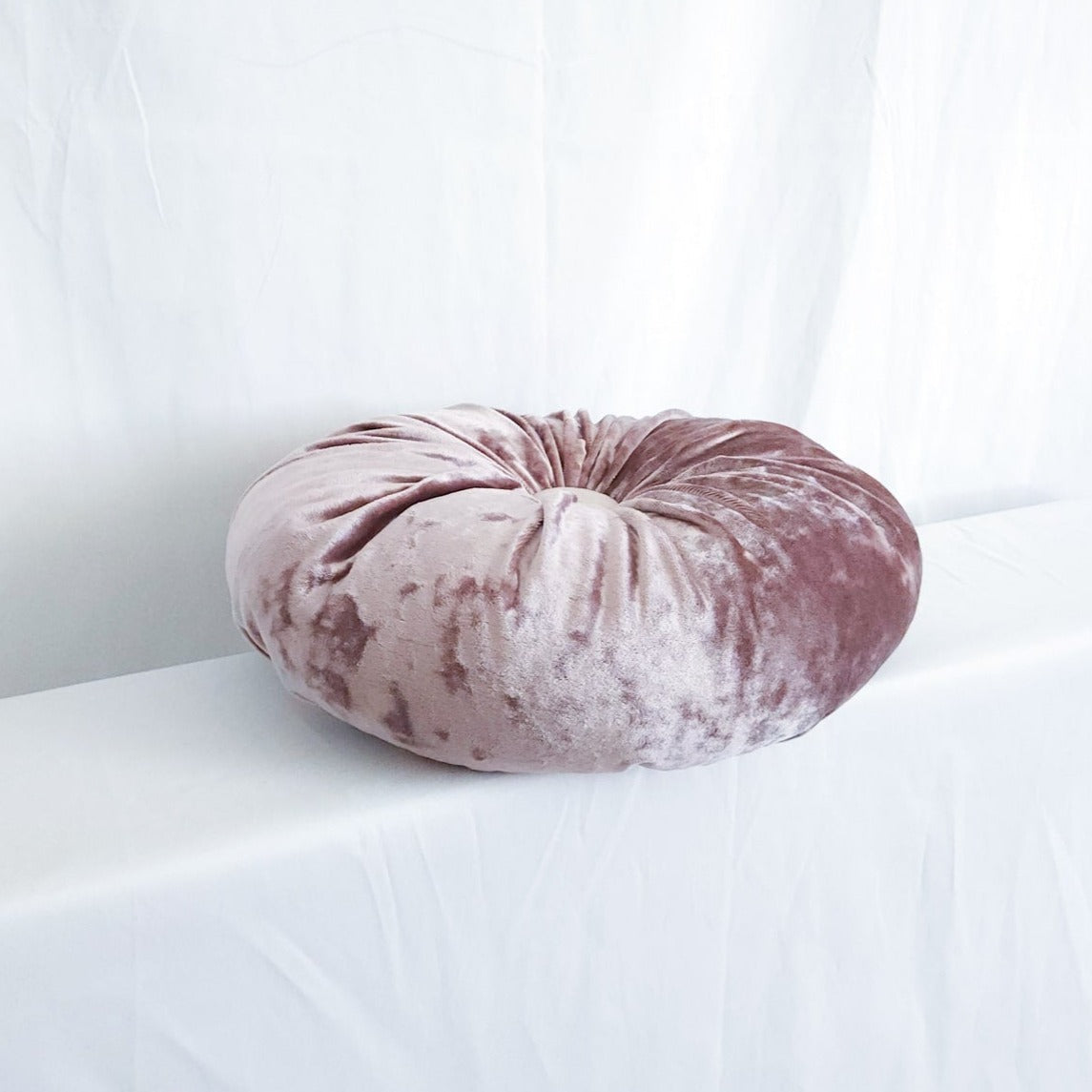 Primrose Lilac Purple 15" Round Button-Tufted Velvet Pillow (Special Order)