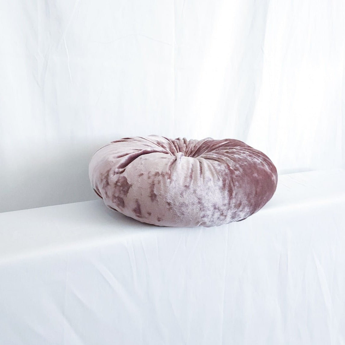 Primrose Lilac Purple 15" Round Button-Tufted Velvet Pillow (Special Order)