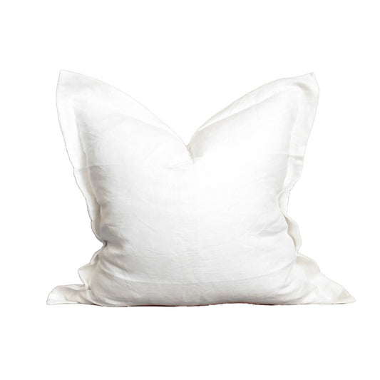 Blanche White Flanged 100% Linen 20" Throw Pillow Cover - Limited Edition (Quick Ship)