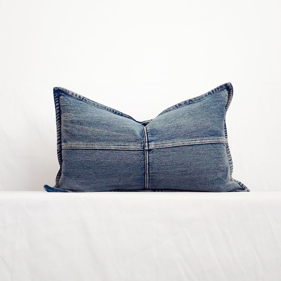 Dixie Denim Throw Pillow Blue Pillow Cover (lumbar, 18x18) | Dusk & Bloom