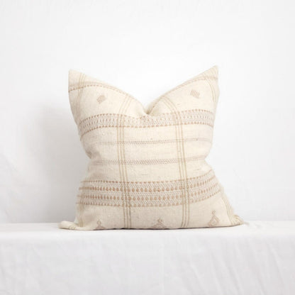 Aditi Plaid Wool Pillow Boho Ivory Throw Pillow Cover 20" | Dusk & Bloom