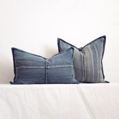Dixie Denim Throw Pillow Blue Pillow Cover (lumbar, 18x18) | Dusk & Bloom