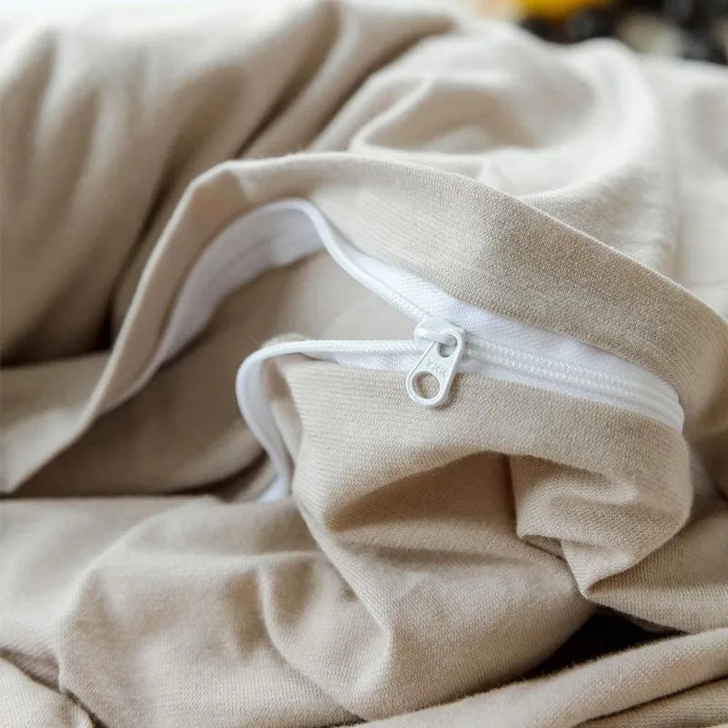 Aurora Sandy Beige 100% Cotton Duvet Cover Set | Dusk & Bloom