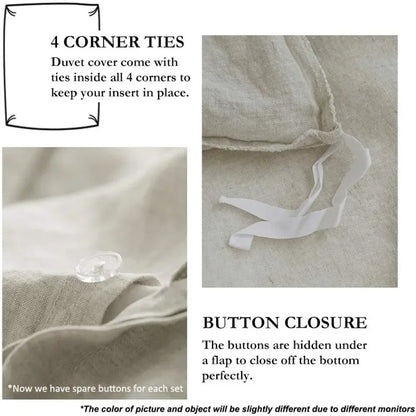Nerea Natural Linen Duvet Cover Set, French Linen Bedding | Dusk & Bloom