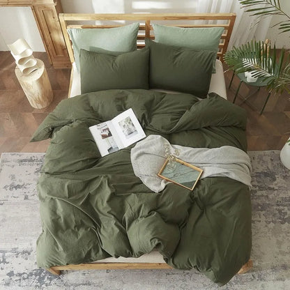 Aurora Olive Green Duvet Cover Set, Cotton Bedding | Dusk & Bloom