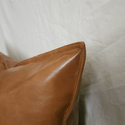 Daryl Faux Leather Pillow Cover Brown Faux Leather Throw Pillow | Dusk & Bloom