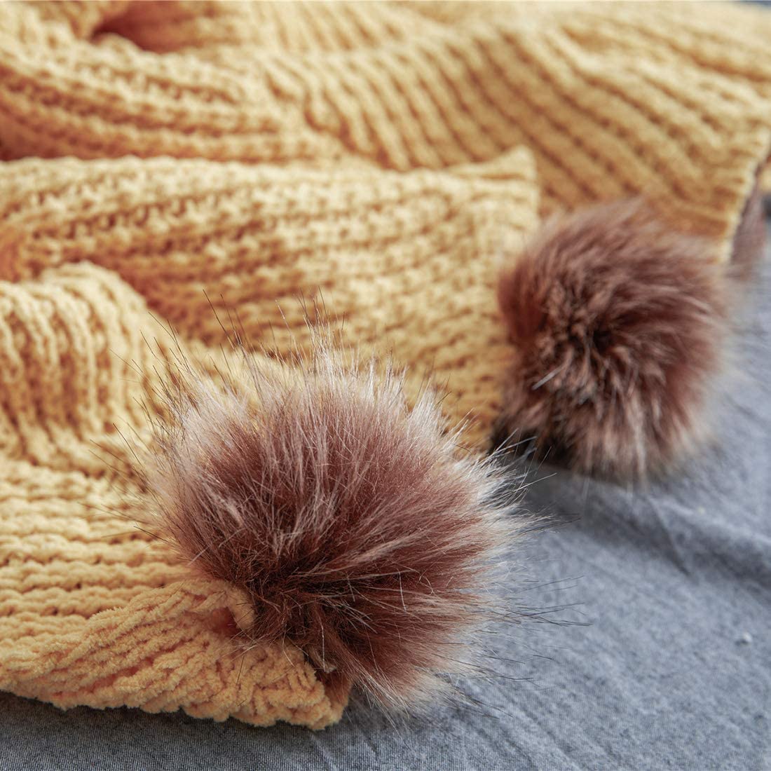 Gigi Golden Yellow Chenille Pom-Pom Throw Blanket | Dusk & Bloom