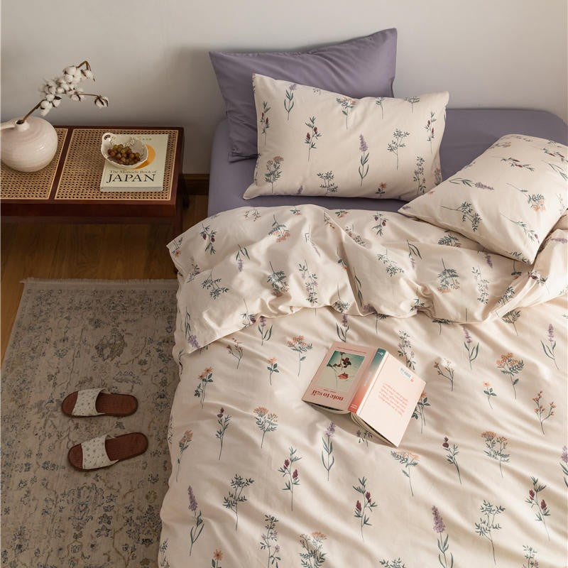 Paige Ivory Cottagecore Floral Duvet Cover Set with Lavender Sheet | Dusk & Bloom