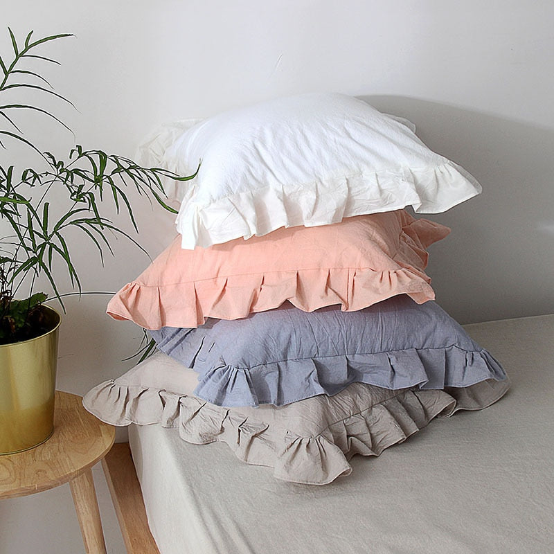 Sarah Blush Orange Ruffle Pillow Cover | Dusk & Bloom