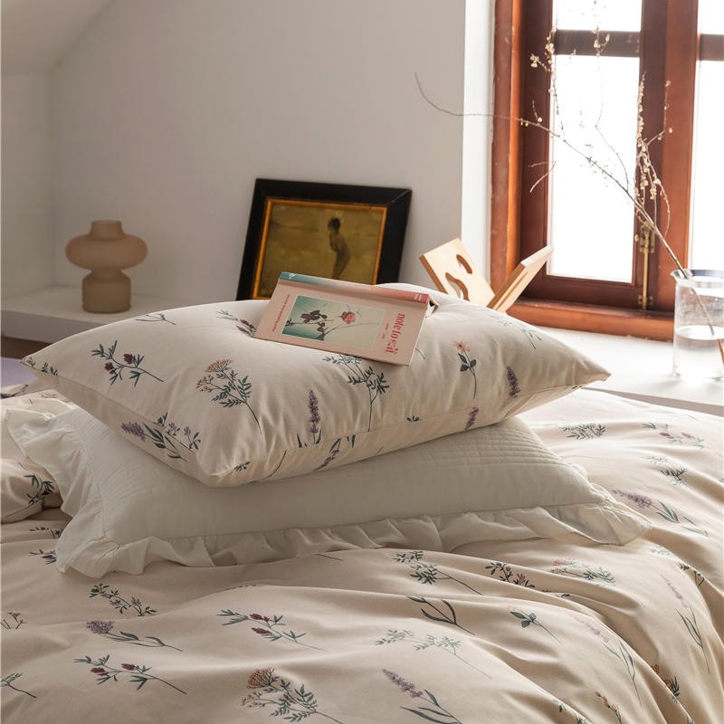Paige Ivory Cottagecore Floral Duvet Cover Set with Lavender Sheet | Dusk & Bloom