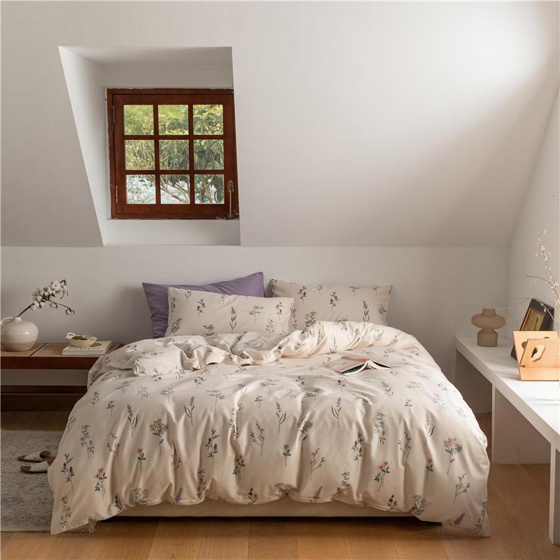 Paige Ivory Cottagecore Floral Duvet Cover Set with Lavender Sheet | Dusk & Bloom