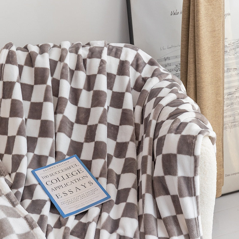 Bobby Gray Retro Checkered Flannel Throw Blanket (Long) | Dusk & Bloom