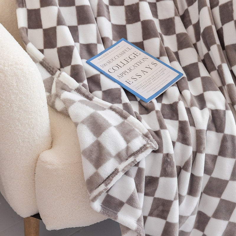 Bobby Gray Retro Checkered Flannel Throw Blanket (Long) | Dusk & Bloom