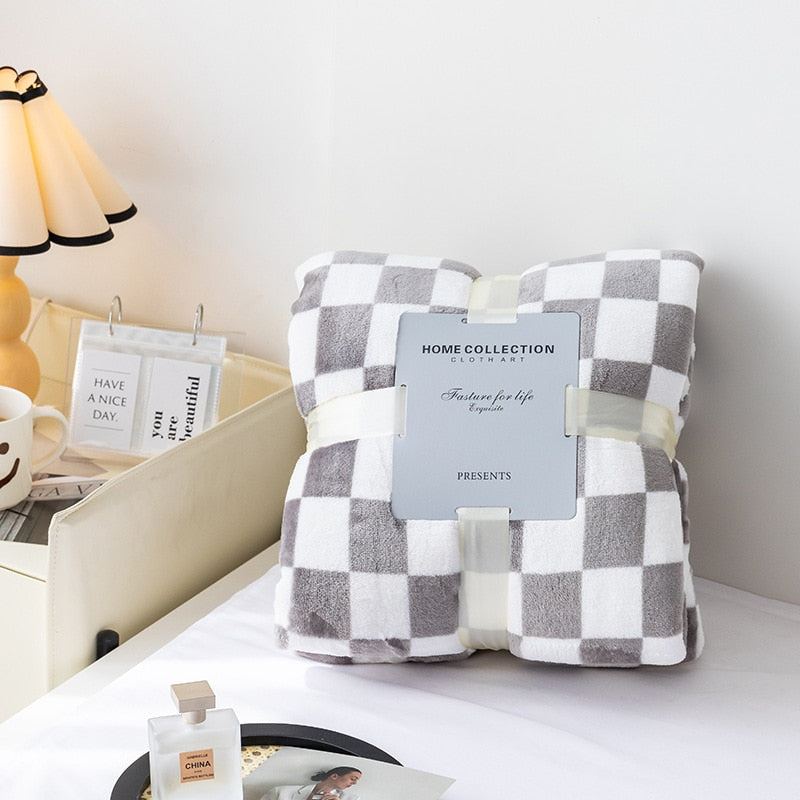 Bobby Gray Retro Checkered Flannel Throw Blanket (Long) | Dusk & Bloom