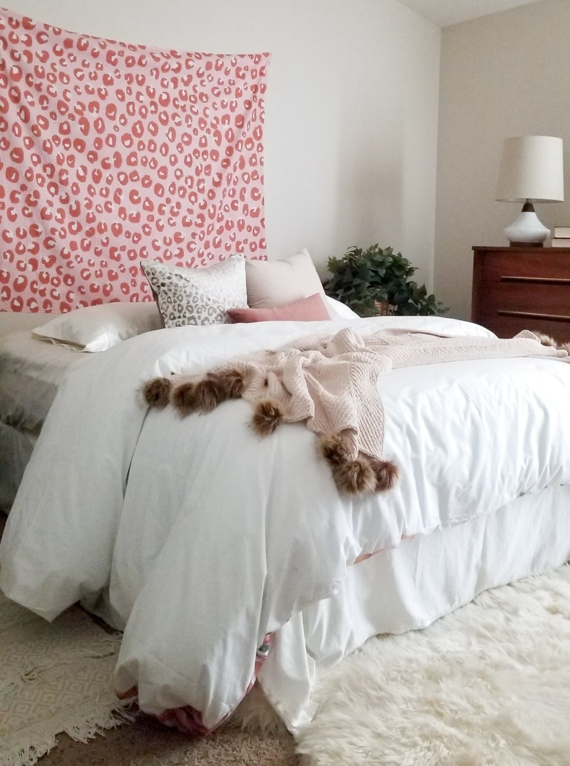 Gigi Cream Chenille Pom-Pom Throw Blanket | Dusk & Bloom
