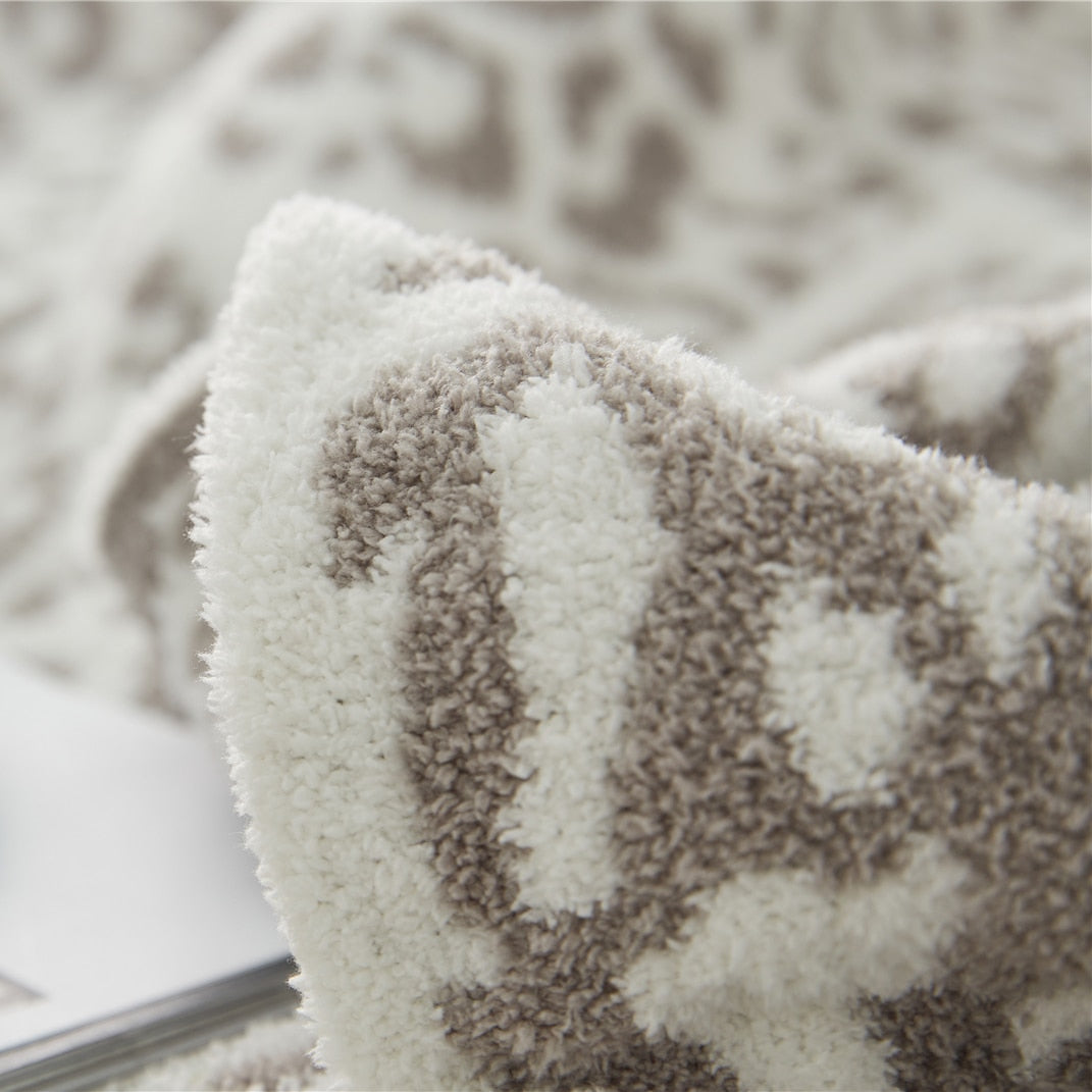 Amara Taupe Leopard Microfiber Throw Blanket (51" x 63", Reversible, Brown Gray) | Dusk & Bloom