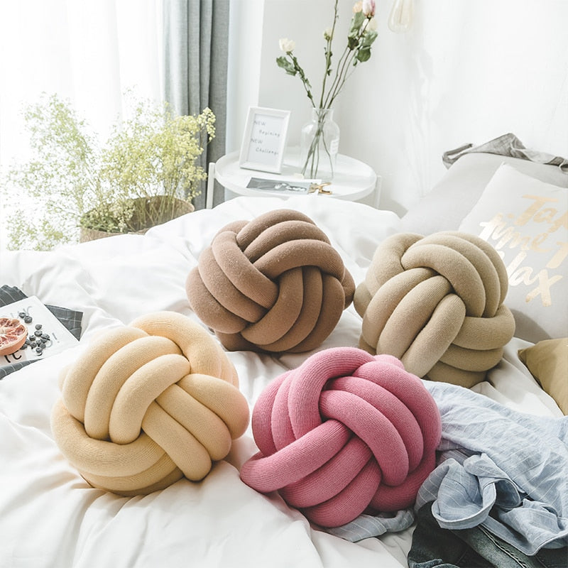 Cici Beige Knot Pillow (12", Handmade) | Dusk & Bloom