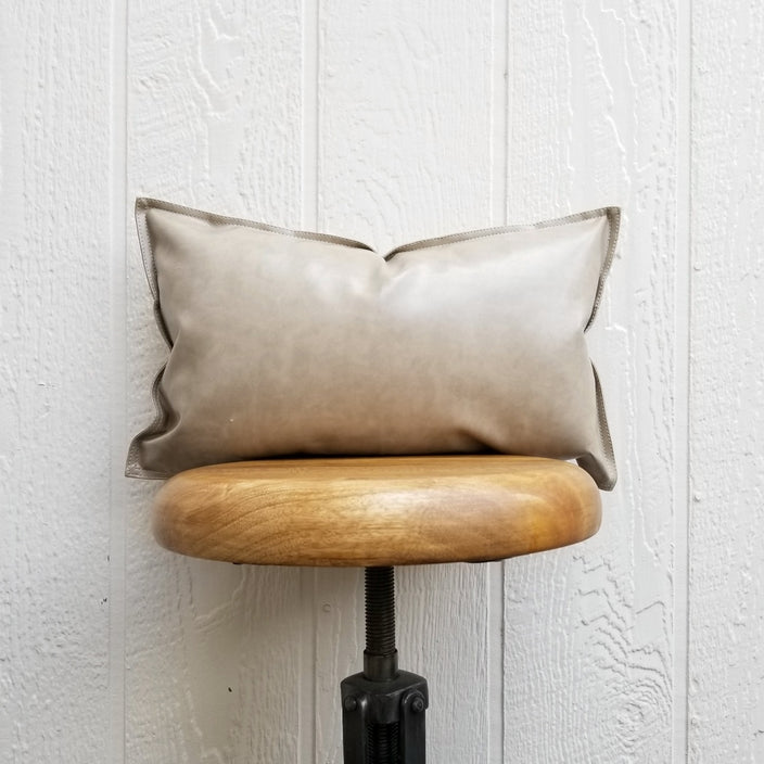 Daryl Taupe Faux Leather Lumbar Pillow Cover (Brown Gray) | Dusk & Bloom
