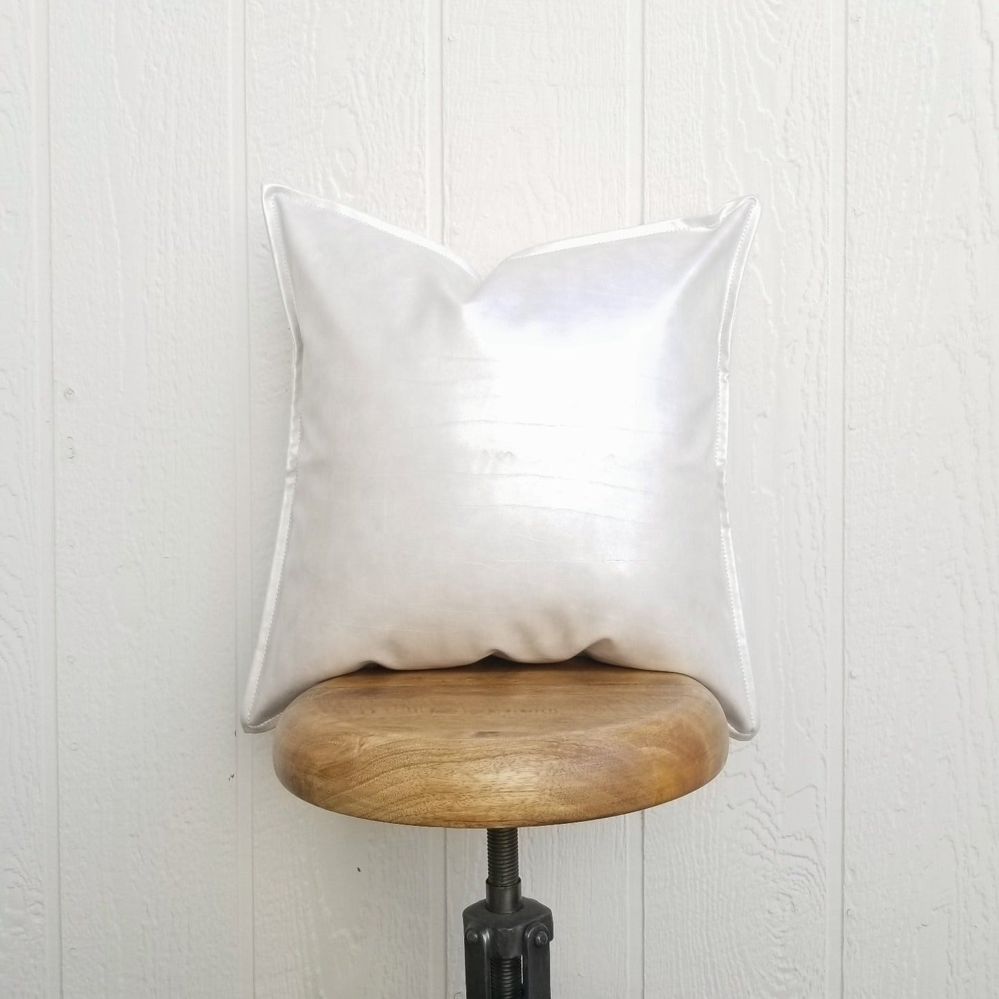 Tanner Pearl Gray Faux Leather Pillow Cover | Dusk & Bloom