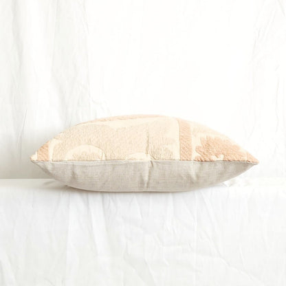 Azra Pastel Peach & Cream Boho Pillow Cover with Uzbek Embroidered Suzani Pattern | Dusk & Bloom