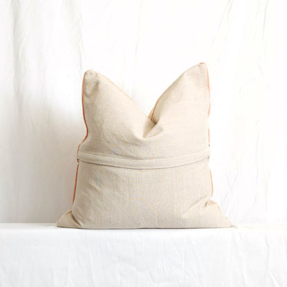 Azra Pastel Pink & Beige Boho Throw Pillow Cover with Uzbek Embroidered Suzani Pattern, Handmade | Lumbar, 20", 24", 26" (Quick Ship)