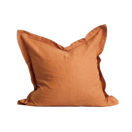 Blanche II Linen Throw Pillow Brown Flanged Pillow Cover 20x20 | Dusk & Bloom