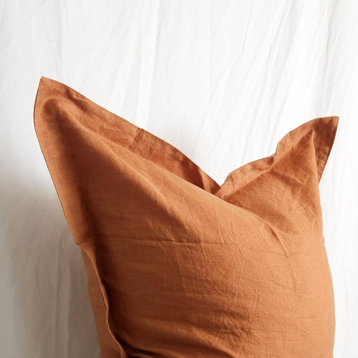 Blanche II Brown Flanged 100% Linen 20" Throw Pillow Cover | Dusk & Bloom