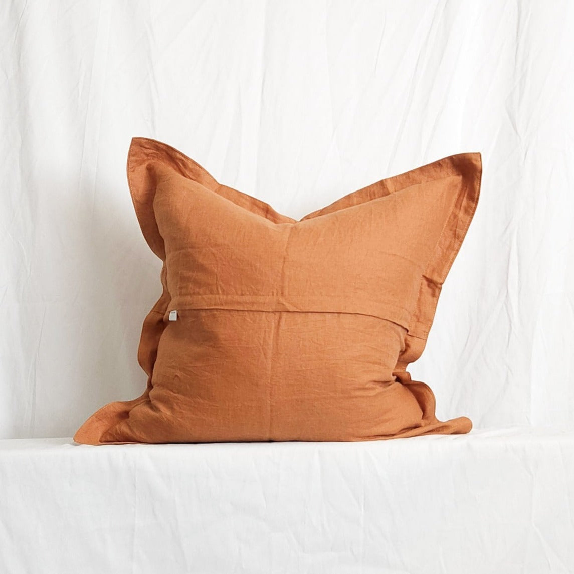 Blanche II Brown Flanged 100% Linen 20" Throw Pillow Cover | Dusk & Bloom