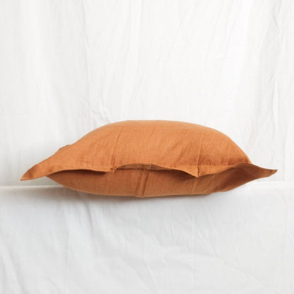 Blanche II Brown Flanged 100% Linen 20" Throw Pillow Cover | Dusk & Bloom