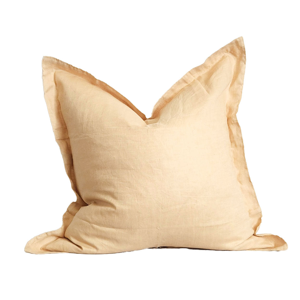 Blanche II Golden Beige Flanged 100% Linen 20" Throw Pillow Cover | Dusk & Bloom