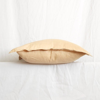 Blanche II Golden Beige Flanged 100% Linen 20" Throw Pillow Cover | Dusk & Bloom