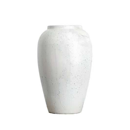 Santorini 11" White Textured Vase, Large Stoneware Vase | Dusk & Bloom