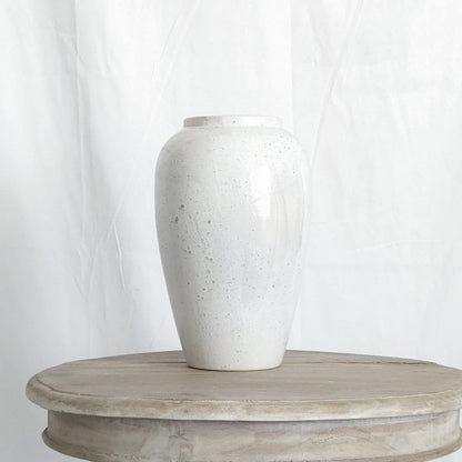 Santorini White Textured Stoneware 11" Vase | Dusk & Bloom