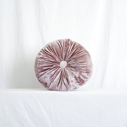 Primrose Lilac Purple 15" Round Button-Tufted Velvet Pillow (Special Order)