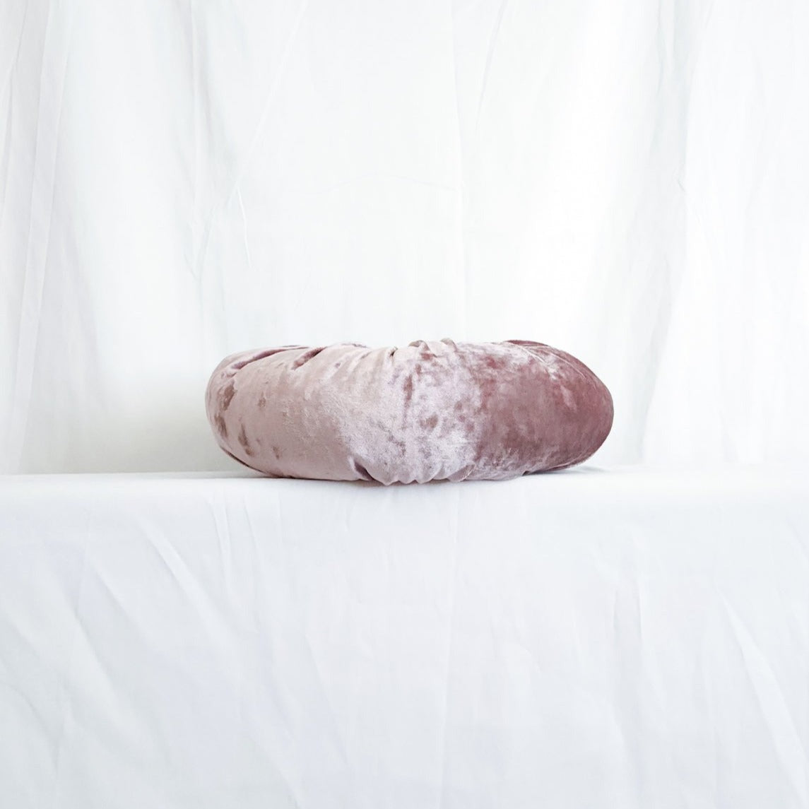 Primrose Lilac Purple 15" Round Button-Tufted Velvet Pillow | Dusk & Bloom