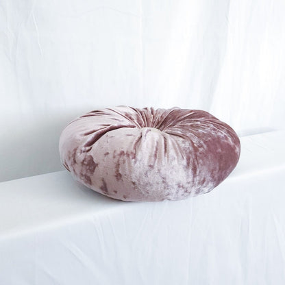 Primrose Lilac Purple 15" Round Button-Tufted Velvet Pillow (Special Order)