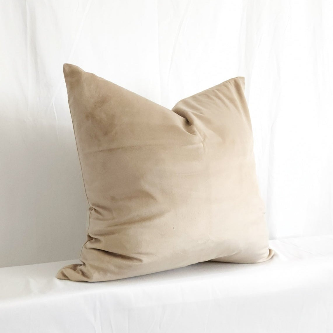 Victoria II Tan Velvet 20" Pillow Cover | Dusk & Bloom