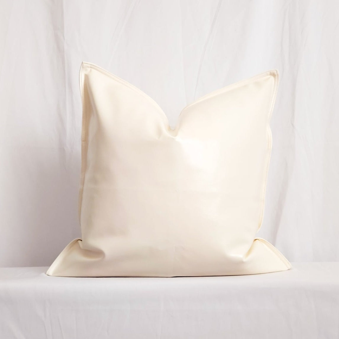 Daryl White Faux Leather 20" Pillow Cover | Dusk & Bloom