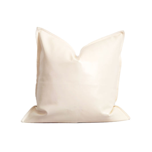 Daryl Faux Leather Pillow White Throw Pillow Cover 20x20 | Dusk & Bloom